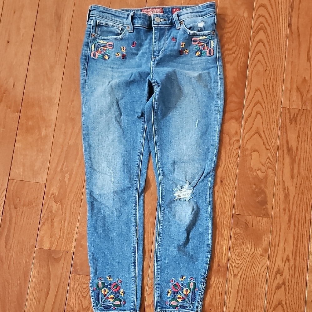 Embroidered Blue Women's Jeans